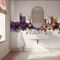 Salford England Skyline Purple & Gold Mural Wallpaper - room preview 02