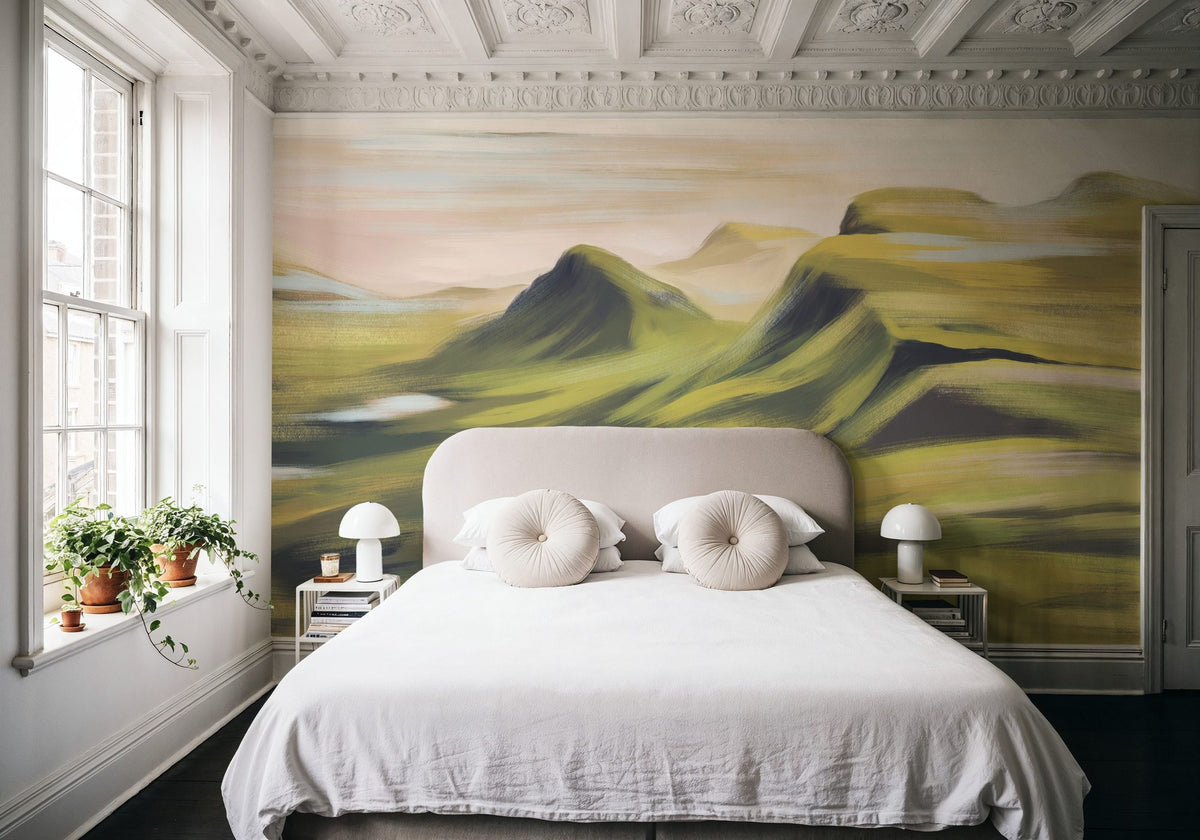 Oil Mountain, Greens Mural Wallpaper - room preview 02