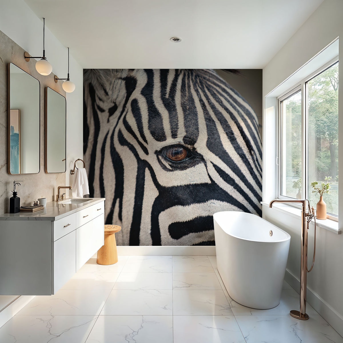 Zebra Face Mural Wallpaper - room preview 02