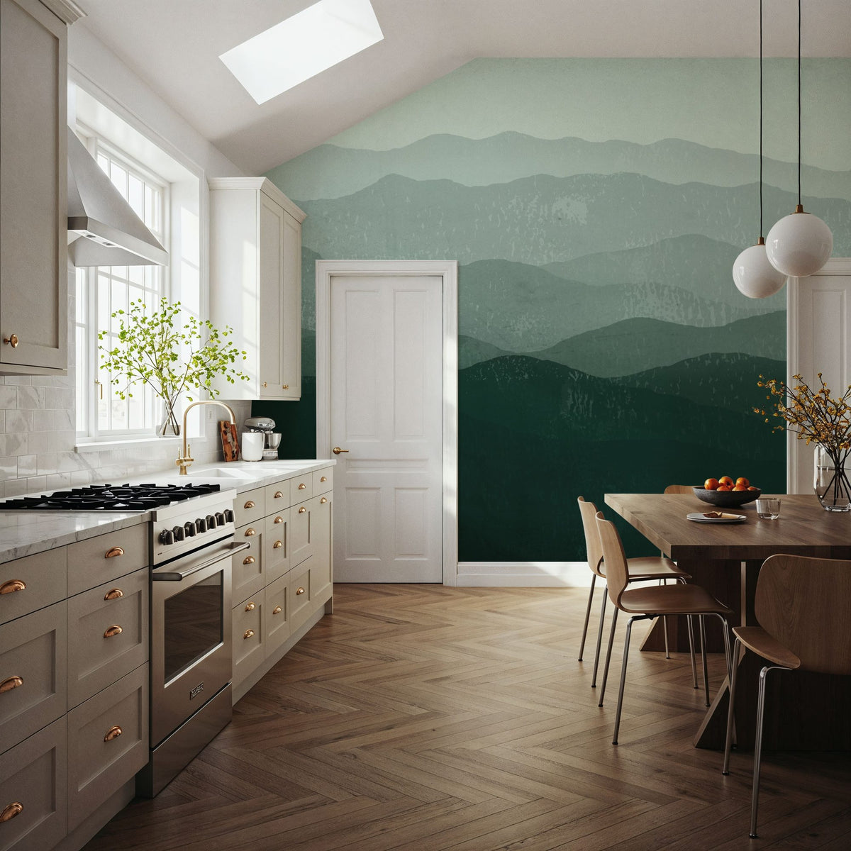 Green Mountains Mural Wallpaper - room preview 02