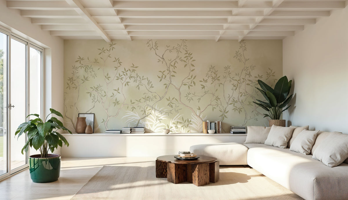 Watercolor Botanicals Mural Wallpaper - room preview 02