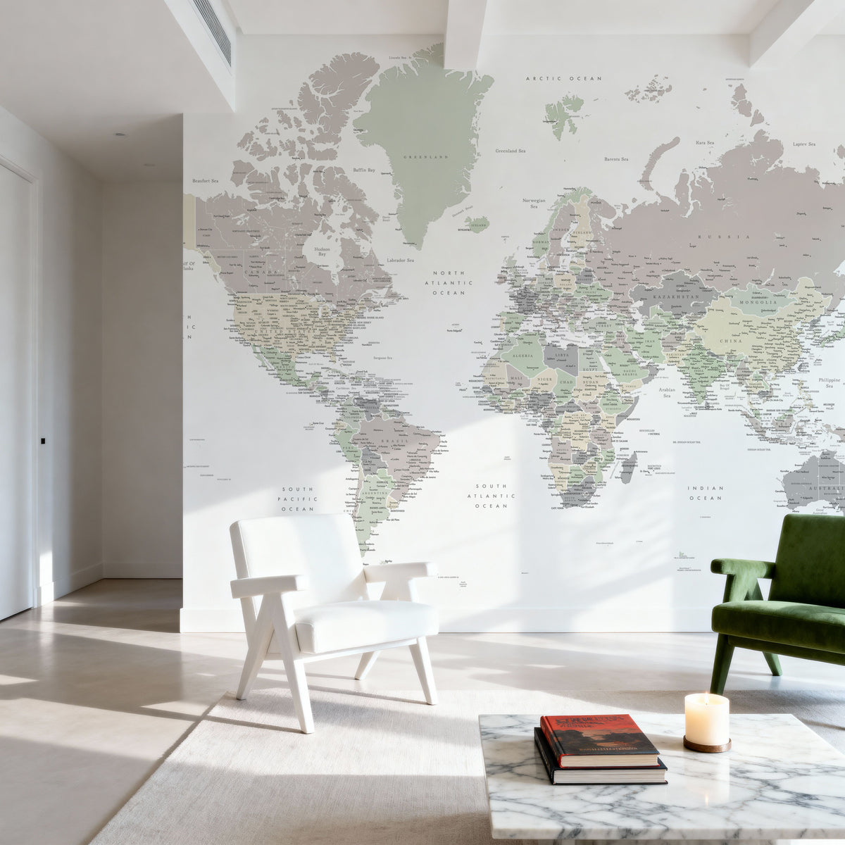 World Map Cities - Anouk Mural Wallpaper - room preview 02