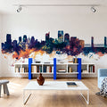 Sacramento California Skyline Blue & Bronze Mural Wallpaper - room preview 02
