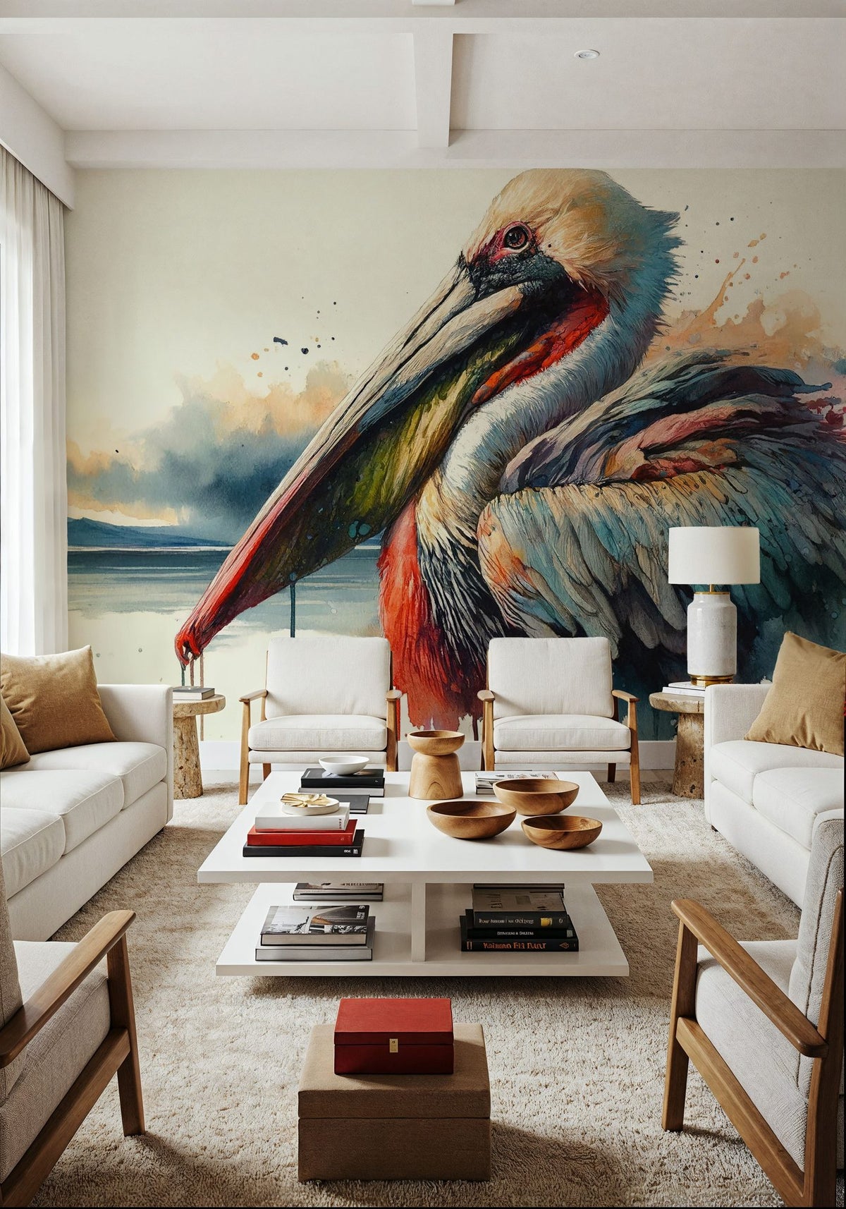 Sovereign Gaze of the Coastal Sentinel Mural Wallpaper - room preview 02