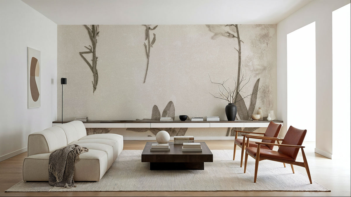 Wildflower Journal IX Sepia Mural Wallpaper - room preview 02