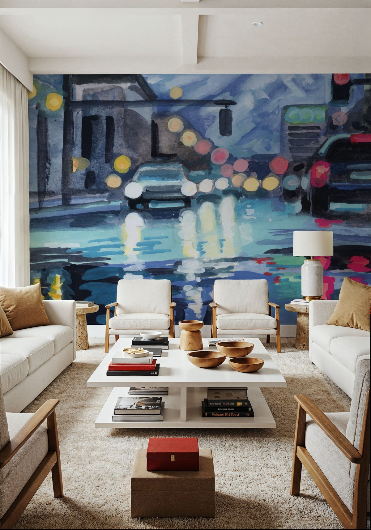 Rainy Road Late Afternoon Mural Wallpaper - room preview 02
