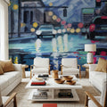 Rainy Road Late Afternoon Mural Wallpaper - room preview 02