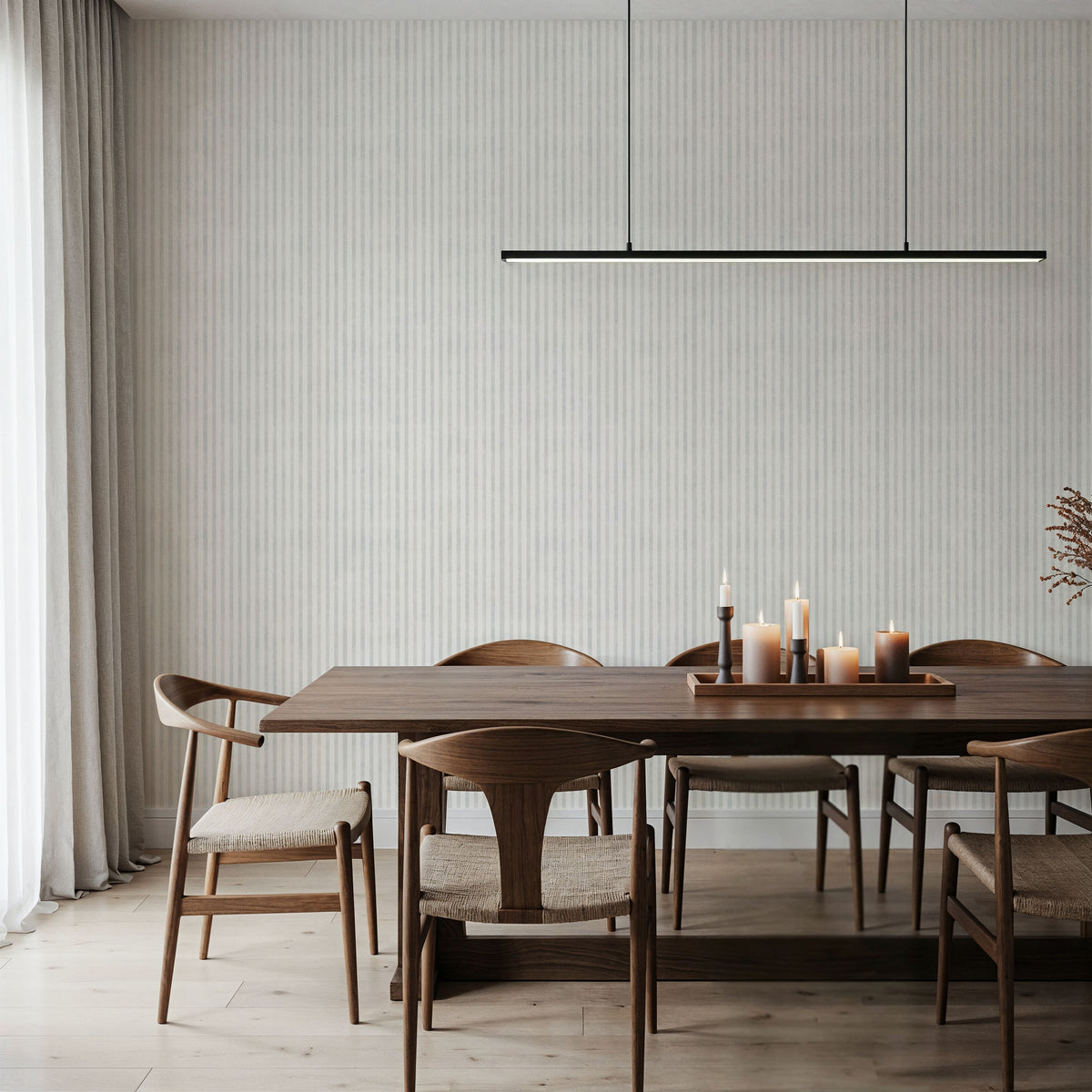 Seeing Stripes Gray Mural Wallpaper - room preview 02