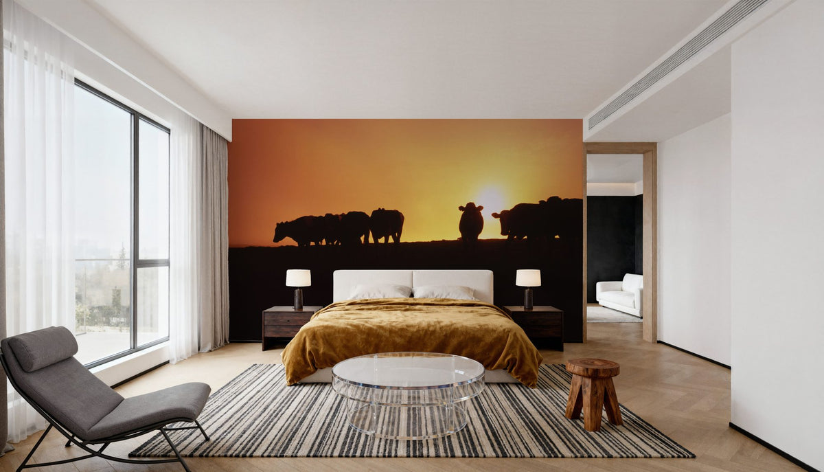 Hillside Cattle Sunset Mural Wallpaper - room preview 02