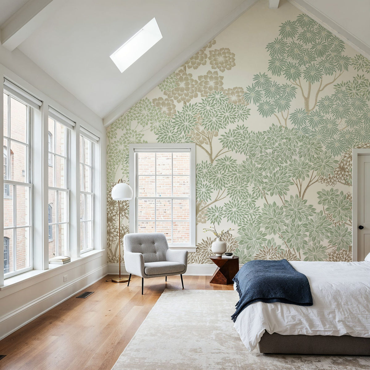 Overleaf Woodland, Light Green Mural Wallpaper - room preview 02