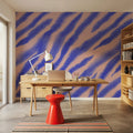 Watercolor Tiger Stripes, Periwinkle on Pink Mural Wallpaper - room preview 02