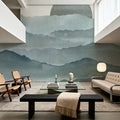 Sunrise Mountain View, Teal Mural Wallpaper - room preview 02