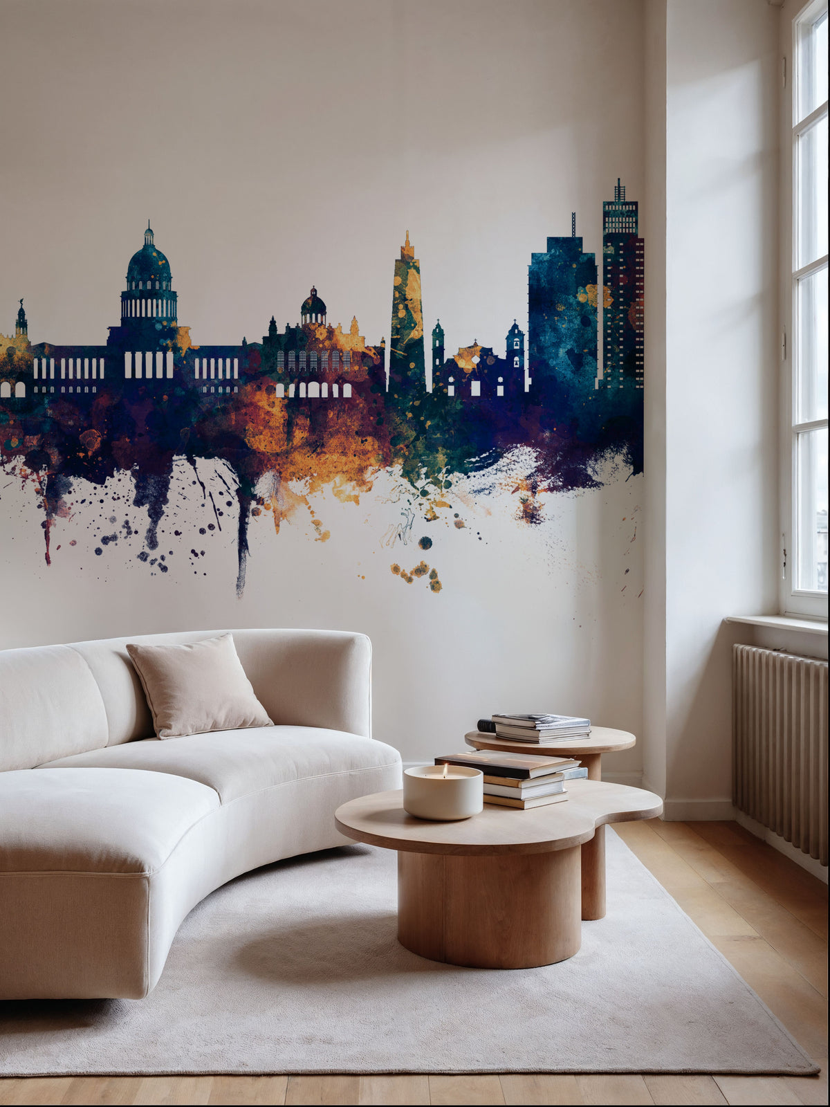 Havana Cuba Skyline Blue & Bronze Mural Wallpaper - room preview 02