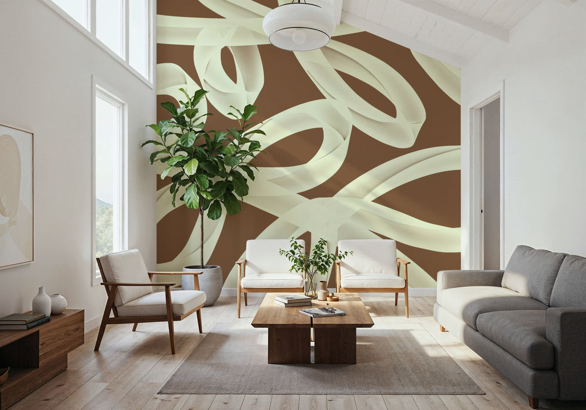 Modern Abstract `Nunc Yopie` Mural Wallpaper - room preview 02