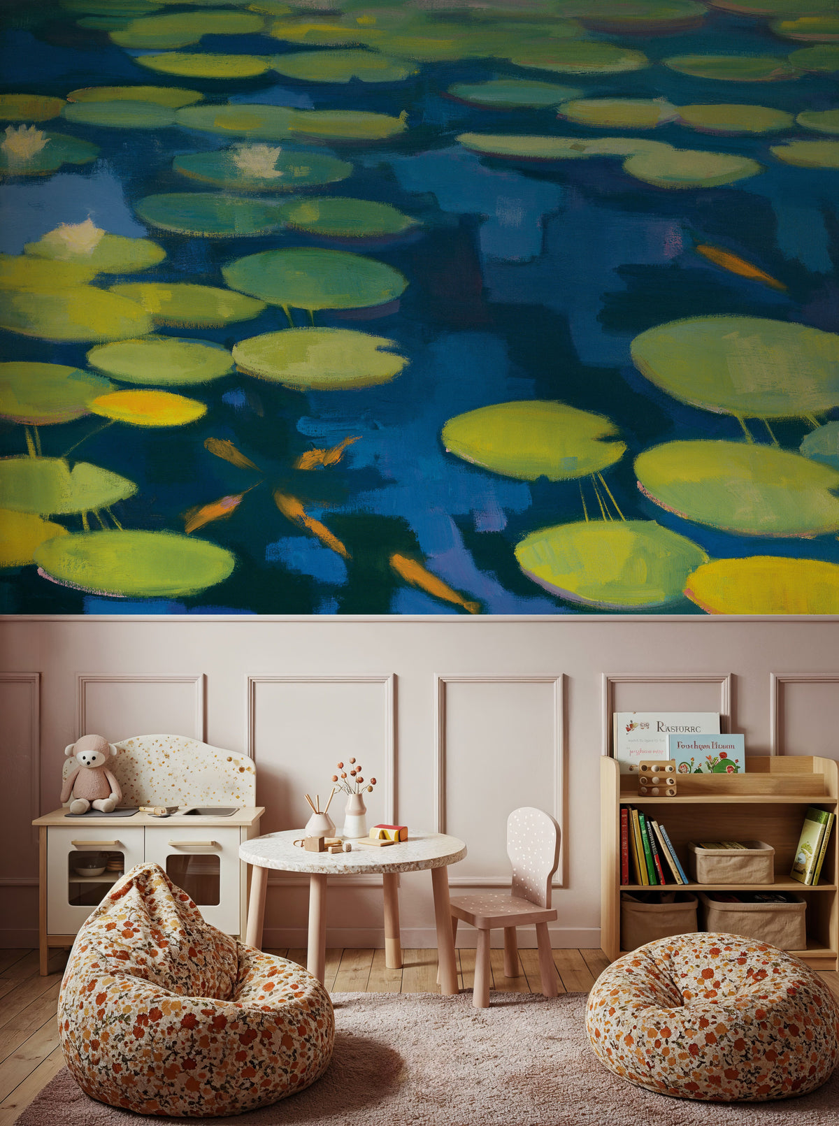 Lily Pond with Koi Mural Wallpaper - room preview 02
