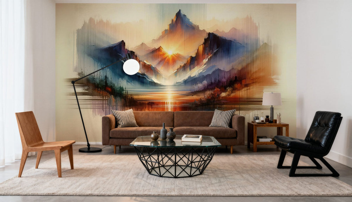 Watercolor Abstract Mountains Mural Wallpaper - room preview 02