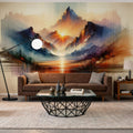 Watercolor Abstract Mountains Mural Wallpaper - room preview 02