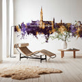 Salisbury England Skyline Purpl & Gold Mural Wallpaper - room preview 02