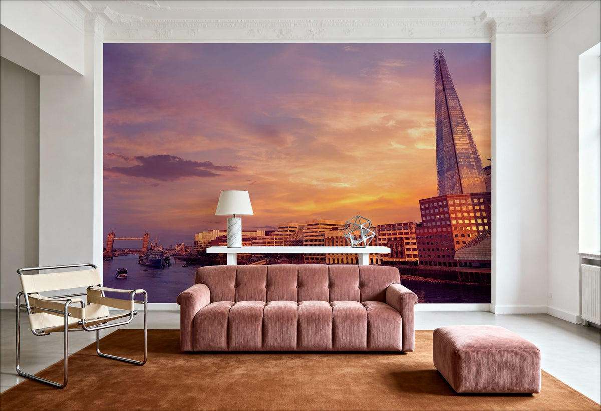 Metropolitan Sunset Orange Mural Wallpaper - room preview 02
