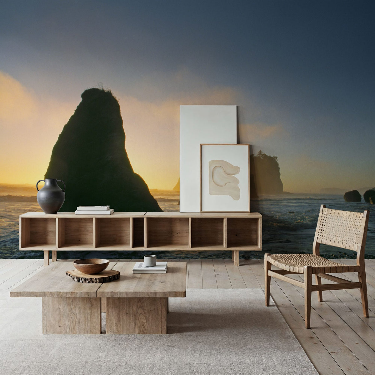 Sea Stacks in Pacific Ocean Mural Wallpaper - room preview 02