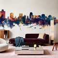 Salt Lake City Utah Skyline Blue & Bronze Mural Wallpaper - room preview 02