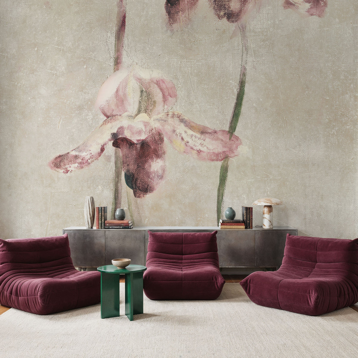 Light Purple Dancing Orchid Panel I Mural Wallpaper - room preview 02