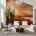 Golden Boat Metropolis Dusk Mural Wallpaper - room preview 02
