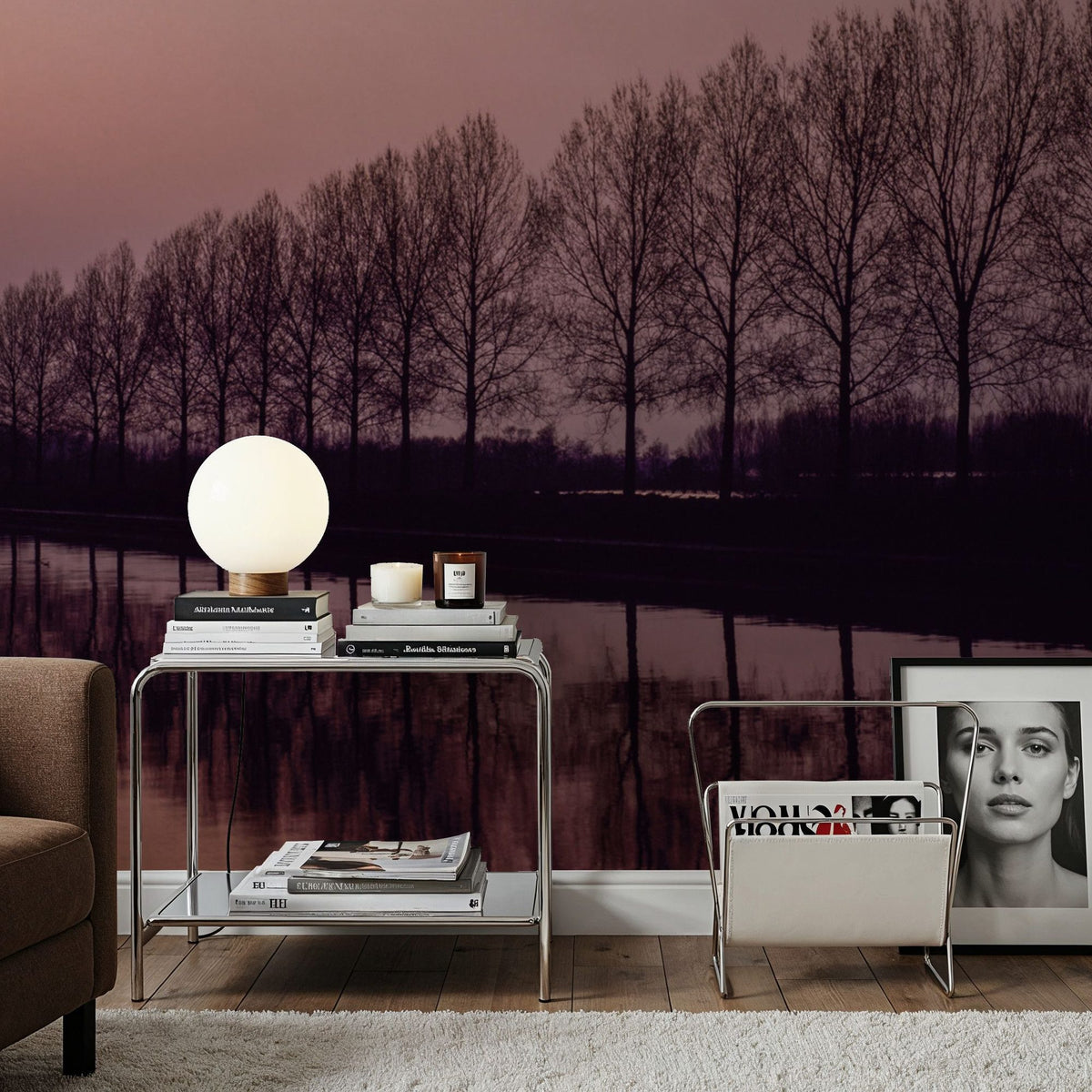 Windmill Twilight Reflection Mural Wallpaper - room preview 02