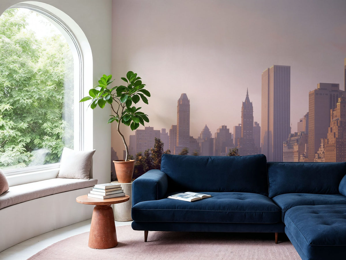 Sunset Skyline Mural Wallpaper - room preview 02