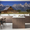 Mountain Homestead Blue Mural Wallpaper - room preview 02