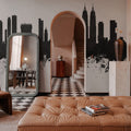 Mumbai Skyline India Bombay Black & White Mural Wallpaper - room preview 02