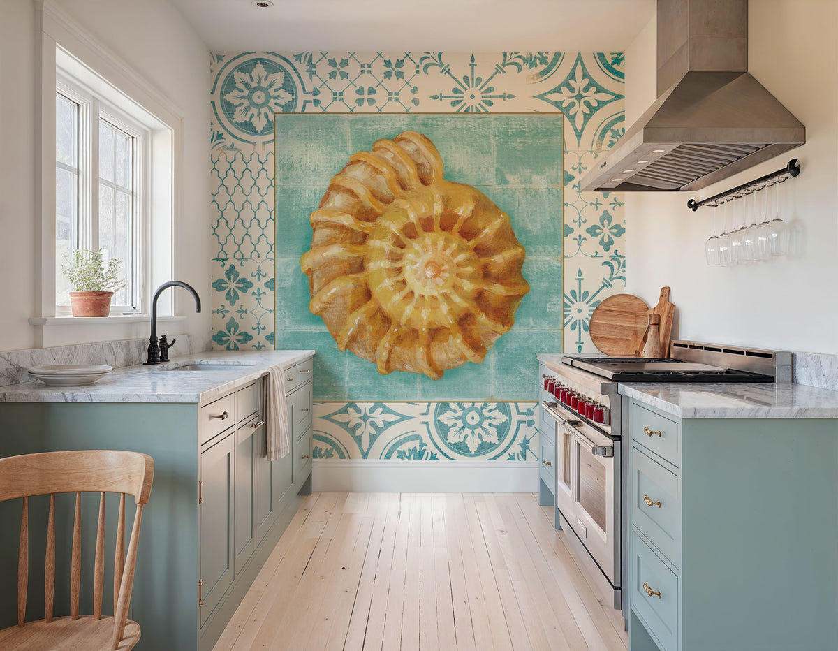Shell Tiles I Mural Wallpaper - room preview 02