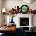 Portland Oregon Skyline Purple & Gold Mural Wallpaper - room preview 02