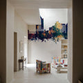 Roanoke Virginia Skyline Blue & Bronze Mural Wallpaper - room preview 02