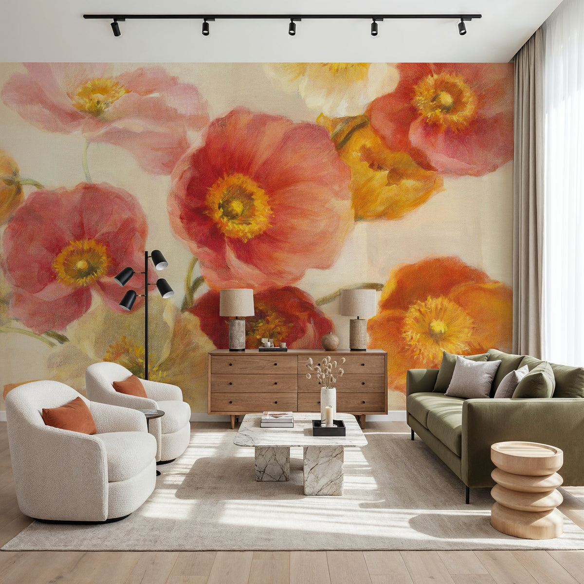 Poppies Delight Crop I Mural Wallpaper - room preview 02