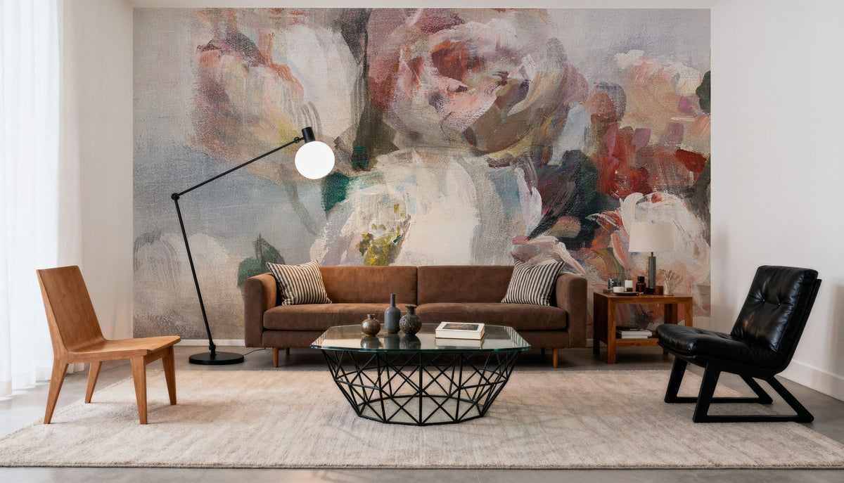 Fall Bouquet on White Panel I Mural Wallpaper - room preview 02