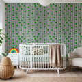 Memphis Dots & Stripes, White Mural Wallpaper - room preview 02