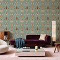 Papilion Chase Blue Mural Wallpaper - room preview 02