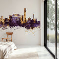 Stratford-upon-Avon England Skyline Purple & Gold Mural Wallpaper - room preview 02
