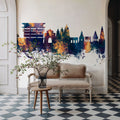 Pandharpur India Skyline Blue & Bronze Mural Wallpaper - room preview 02