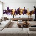 Granada Spain Skyline Purple & Gold Mural Wallpaper - room preview 02