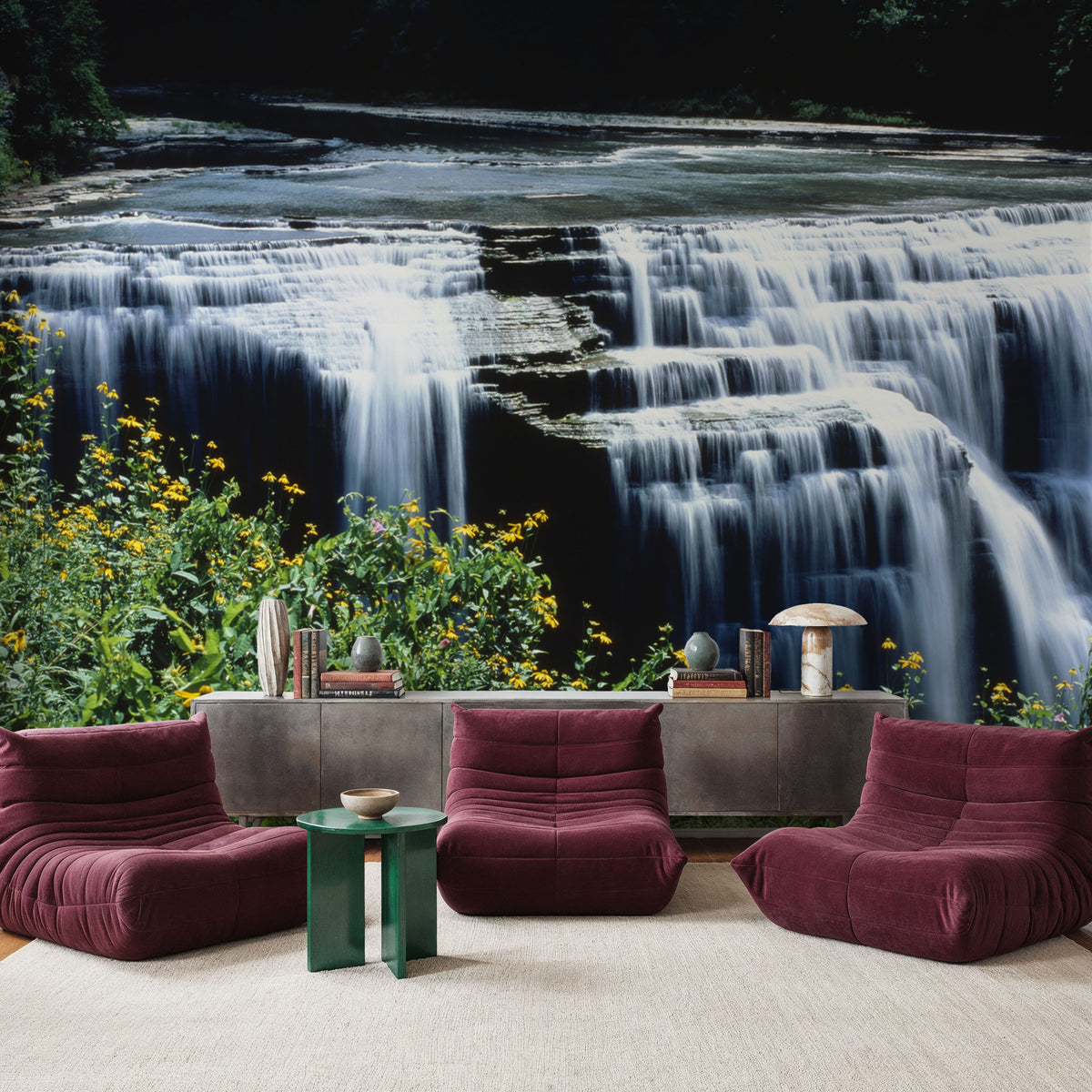 Waterfall Bloom Mural Wallpaper - room preview 02