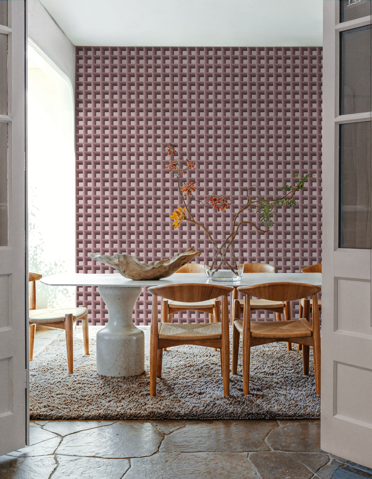 Decorative Cubes, Rose Mural Wallpaper - room preview 02
