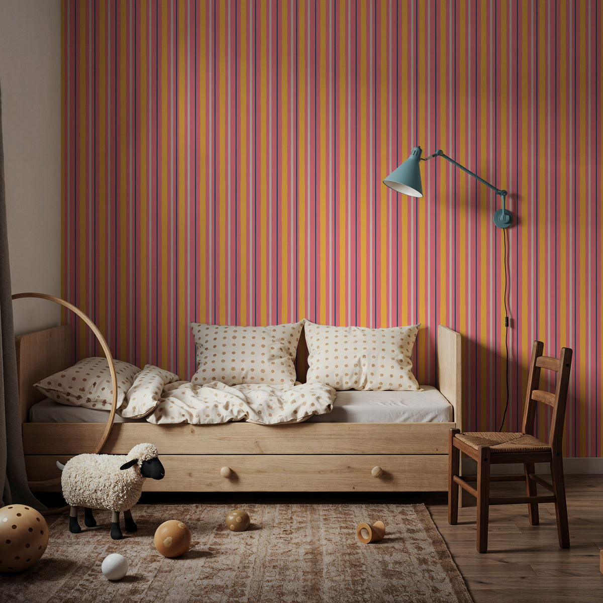 Kala Lines Orange Mural Wallpaper - room preview 02