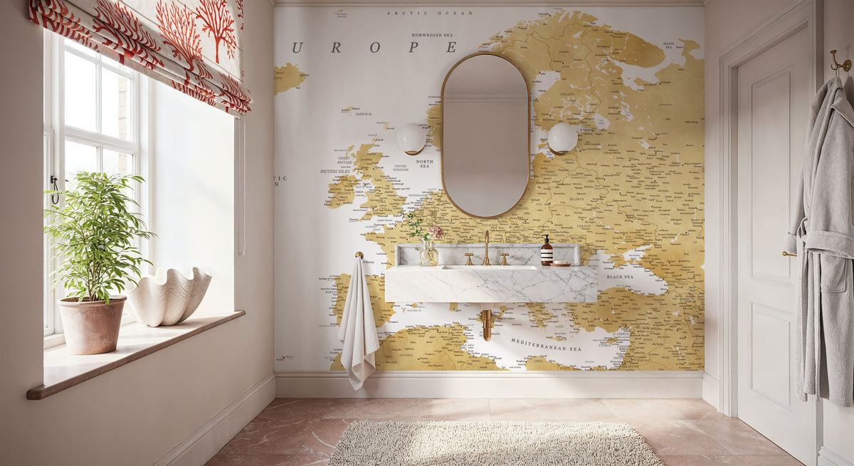 Europe Map Detailed - Rossie Mural Wallpaper - room preview 02