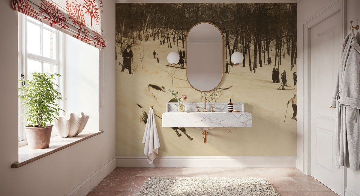 Vintage Skiing Mural Wallpaper - room preview 02