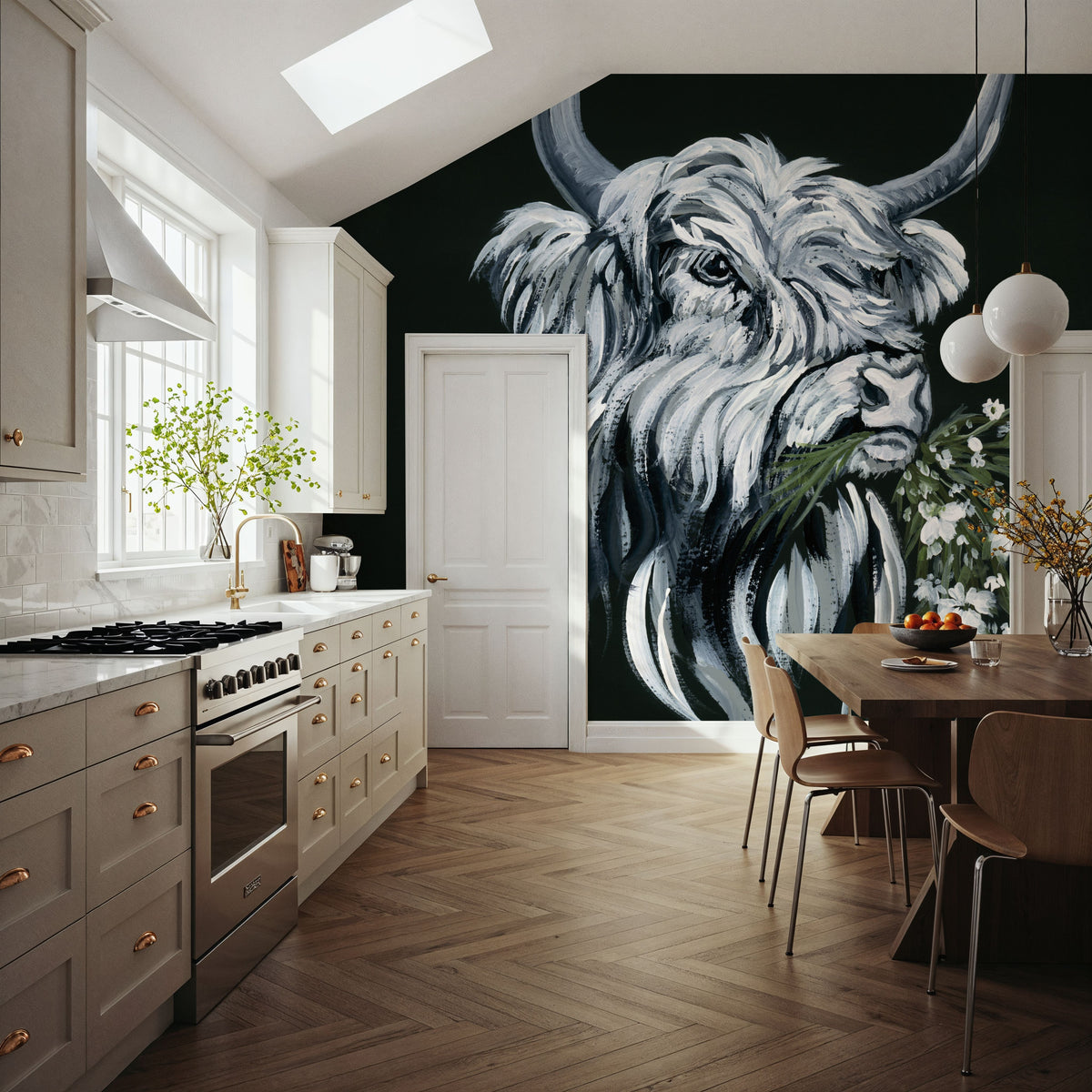 Portrait of a Cow Mural Wallpaper - room preview 02
