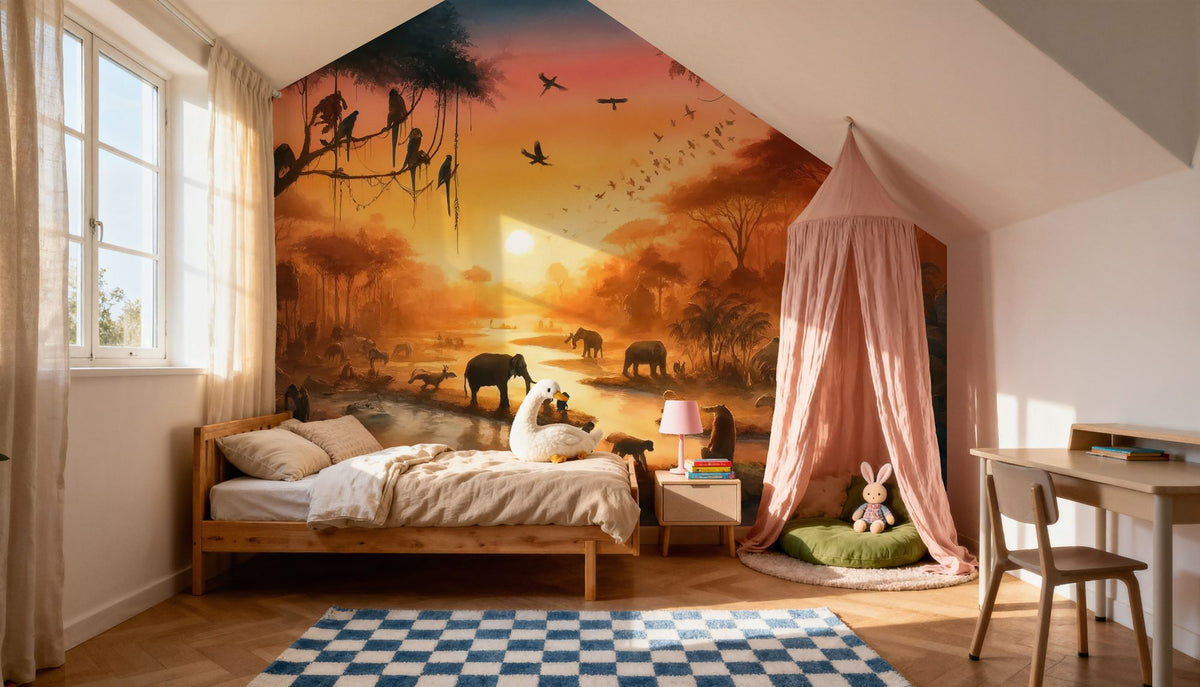 Twilight Serenity in the Jungle Abode Mural Wallpaper - room preview 02