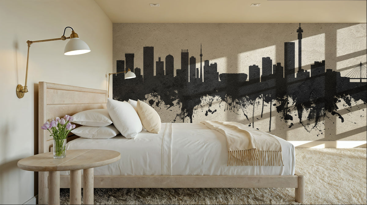 Johannesburg South Africa Skyline Concrete Mural Wallpaper - room preview 02