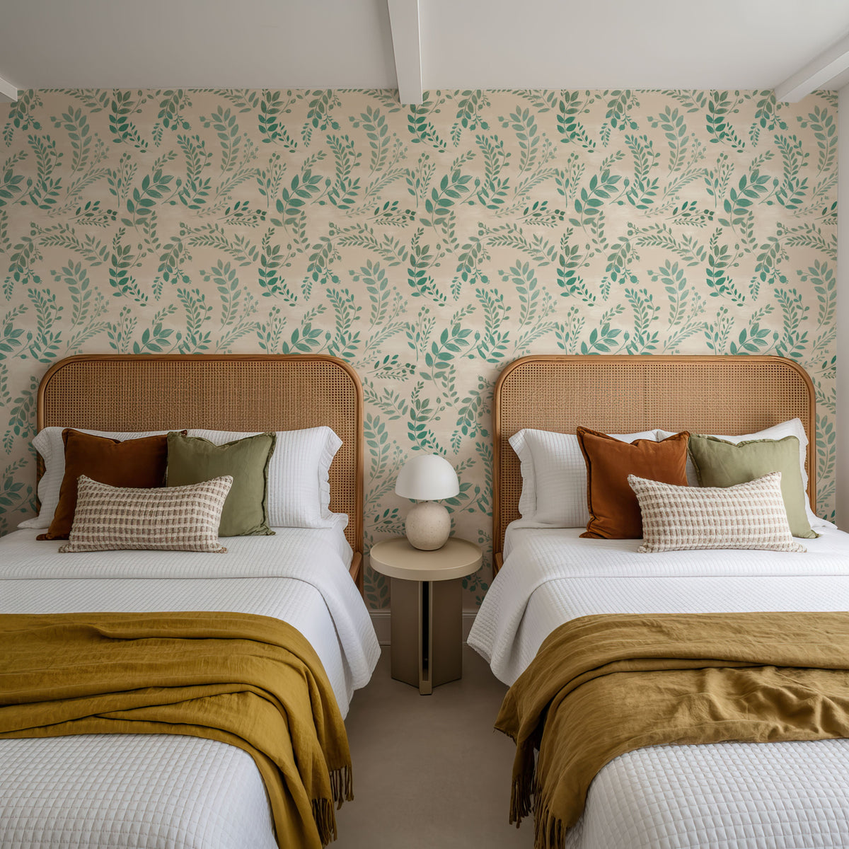 Harvest Sprig White Mural Wallpaper - room preview 02